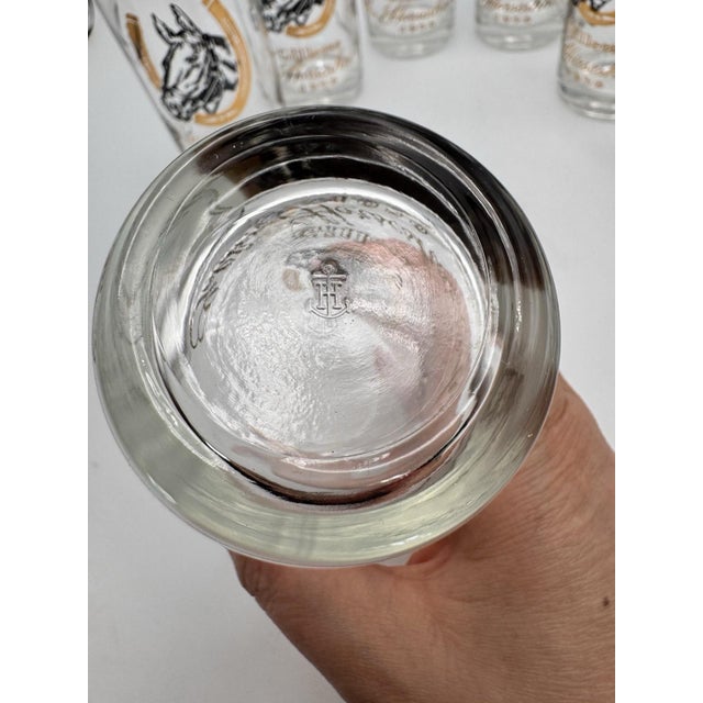 Vintage Mint Julep Gillette Horseshoe Winner Glasses 1956 Horse Motif Barware -Set of 8 For Sale In Richmond - Image 6 of 7