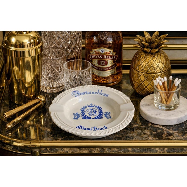 Ceramic Vintage Fontainebleau Hotel Miami Beach Ashtray — Harker Pottery Rope‑Rim Hotelware, Mid‑Century Resort Souvenir, Palm Beach Regency Bar Cart Decor For Sale - Image 7 of 8