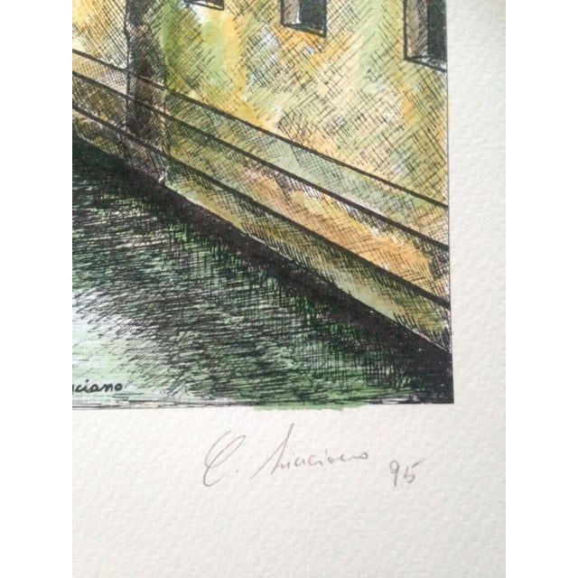 Carmelo Linciano, Bridge of Sighs, Venice, Watercolor on Lithograph, 1995 For Sale - Image 4 of 7