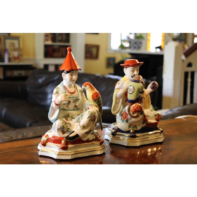 VTG Pair of Chelsea House Chinoiserie Figures Meissen Style Monkey Parrot For Sale In Dallas - Image 6 of 11