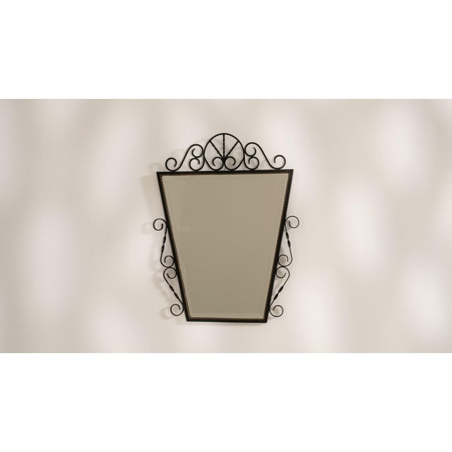 Wrought Iron Wall Mirror, Antique, France, Circa 1970 For Sale - Image 4 of 8