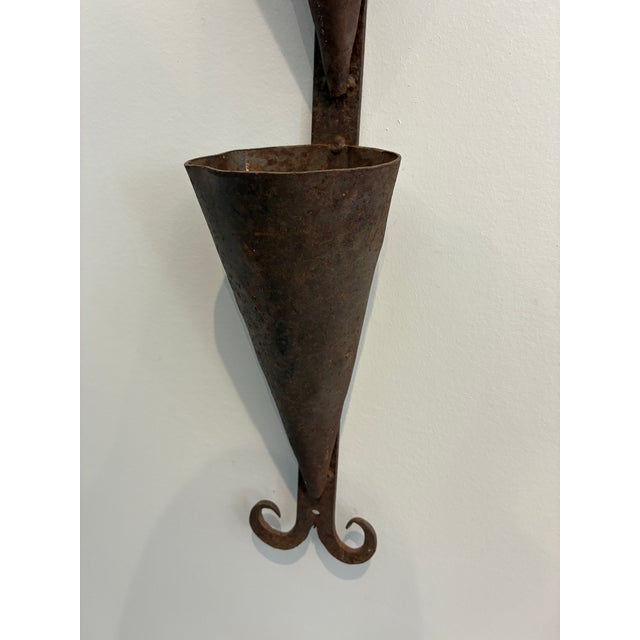 Black Vintage Metal Wall Hung Decorative Plant Holder For Sale - Image 8 of 8