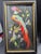 Vintage Pair of Hand Painted Mexican Feather Art Of Birds w/ Real Feathers FRAMED