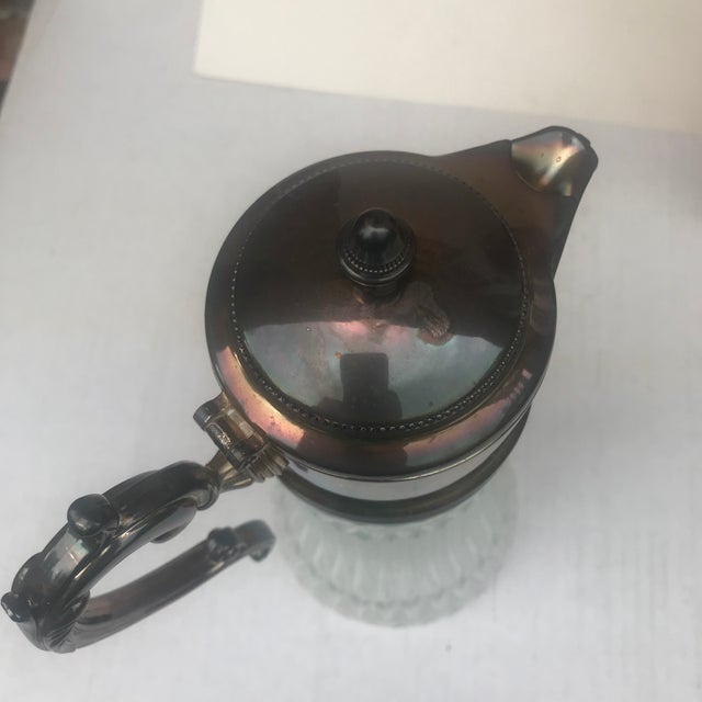 1980s Mid Century Modern Italian Chill It Glass and Silver Plate Pitcher For Sale - Image 11 of 11