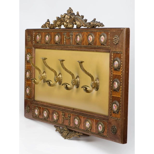 Vintage 1950s Spanish Brass Wood Coat Rack Stand For Sale - Image 9 of 10