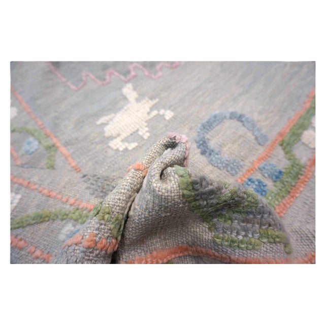 21st Century Turkish Oushak 9X12 Gray, Ivory, Orange & Green Handmade Area Rug #1144212 For Sale - Image 13 of 13