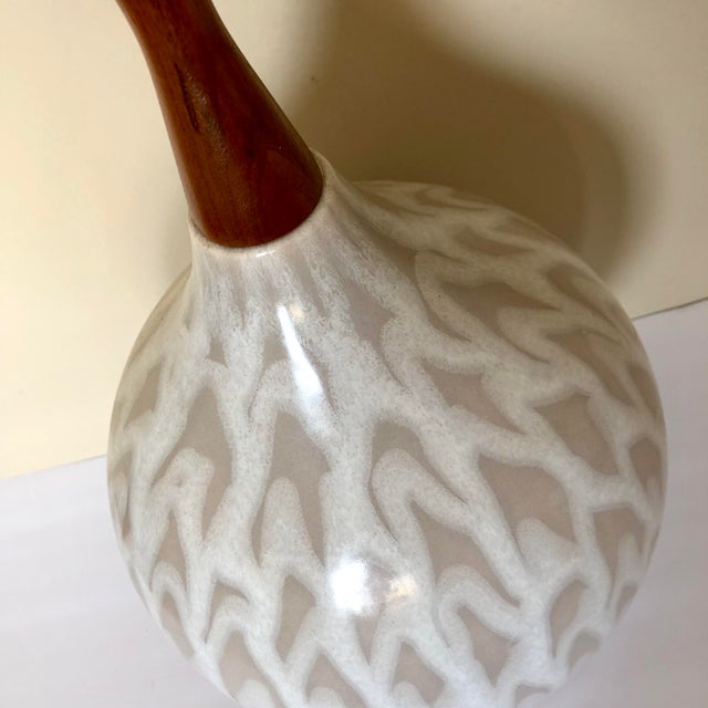 Mid Century Danish Pottery Teak Table Lamp Chairish