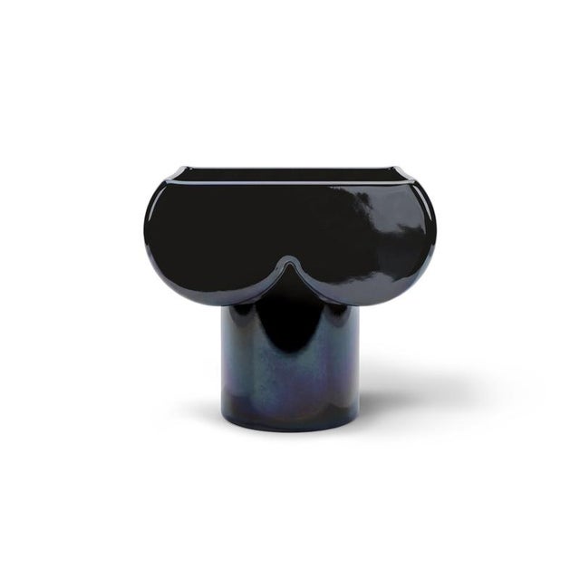 Kazuhide Takahama Cnosso Iridescent Black Ceramic Vase for Cassina Originally produced as a planter box by the Simongavina...