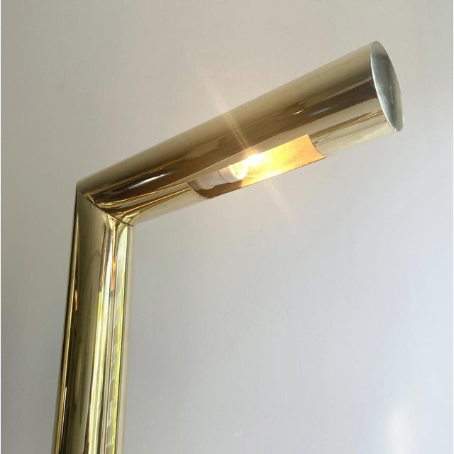 Metal Minimalist Scandinavian Brass Floor Lamp attributed to Jonas Hilde, 1980s For Sale - Image 7 of 8