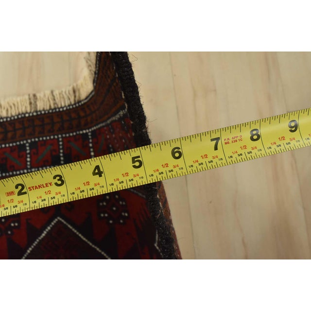 Baloch Rug 2’10” X 4’7” Red Wool Vintage Tribal Hand-Knotted Oriental Carpet For Sale - Image 9 of 11