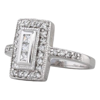 0.35ctw Diamond Halo Ring 14k White Gold Size 7 For Sale