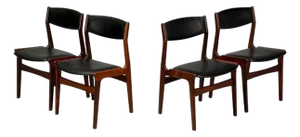 Danish Modern, Rosewood, Leatherette, Dining Chairs, Denmark, 1950s - Set of 4