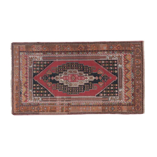 Vintage Hand Knotted Turkish Oushak Rug 4'4" X 7'6" 52.4" x 89.8" / 133 x 228 Cm Hand woven with high quality pure wool...