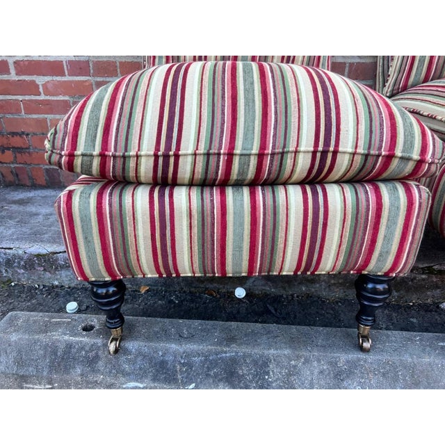 Late 20th Century Mitchell Gold Pair of Multi Color Striped Slipper Lounge Chairs For Sale - Image 9 of 12