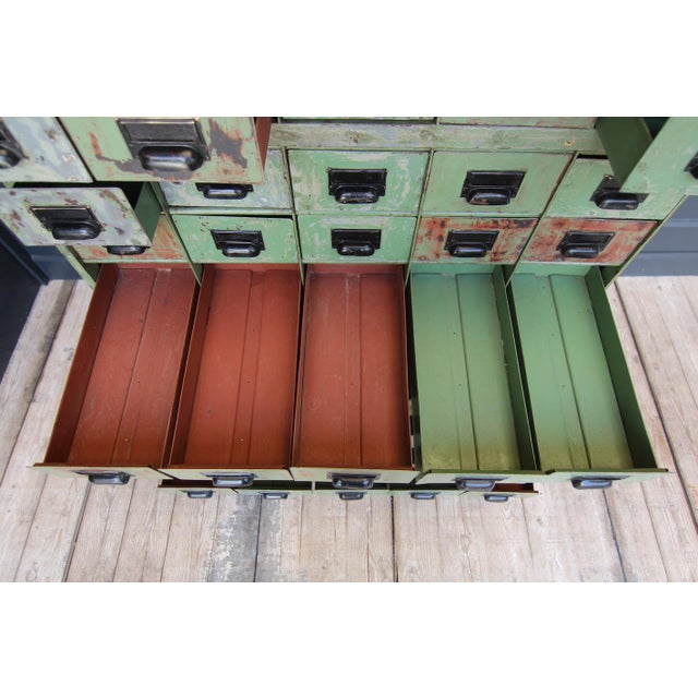 Vintage Industrial Metal Drawer Cabinet, 1920s For Sale - Image 16 of 18