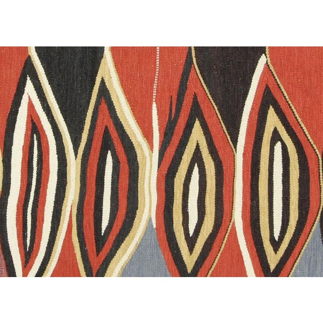 Contemporary Egyptian Kilim. Hand woven in a Scandinavian design with wool on cotton foundation in the Fustat region of...