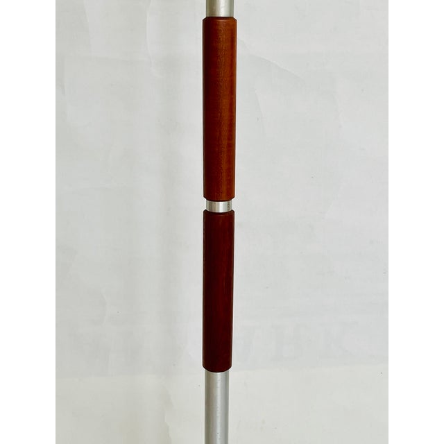1960s Mid-Century Modern Floor Lamp in Teak and Aluminum Design With Shade For Sale - Image 6 of 9