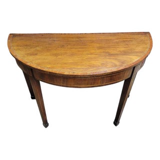 A Late 19th Century English Demi Lune Console Table For Sale