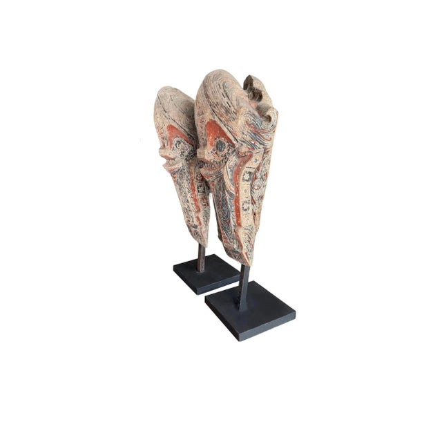 Tribal Pair of Antique Singa Sculptures, Batak Tribe Sumatra, Early 20th Century For Sale - Image 3 of 7