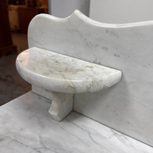 Oak Washstand Marble Top + Backsplash, Antique For Sale - Image 10 of 12