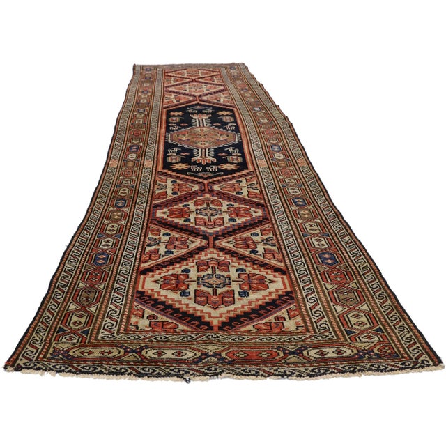 Mid-Century Modern Antique Persian Malayer Hallway Runner - 03'04 X 11'01 For Sale - Image 3 of 10