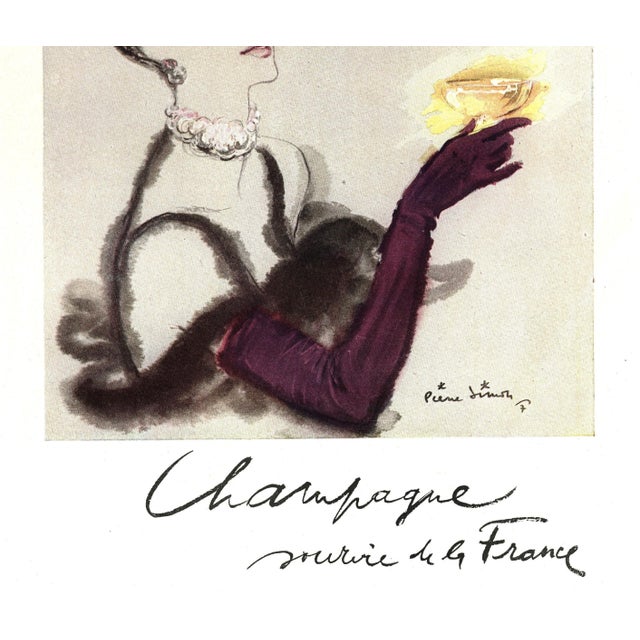Mid-Century Modern 1948 French Mid-Century Champagne Alcohol Advertisement Print, Matted For Sale - Image 3 of 3