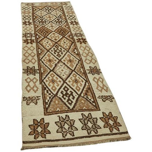 Textile Beige Bohemian Runner Rug For Sale - Image 7 of 7