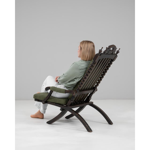 Early 20th Century 1900s French Wooden Folding Armchair with Upholstered Cushions For Sale - Image 5 of 18