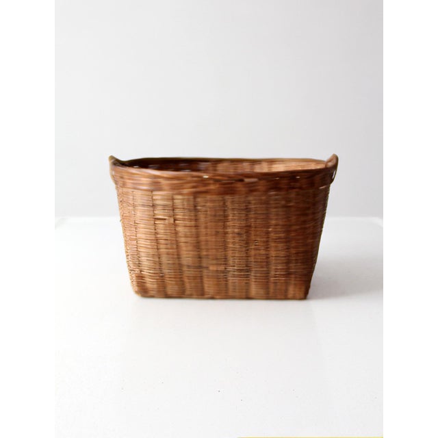 Vintage Woven Rattan Basket With Handles For Sale - Image 13 of 13