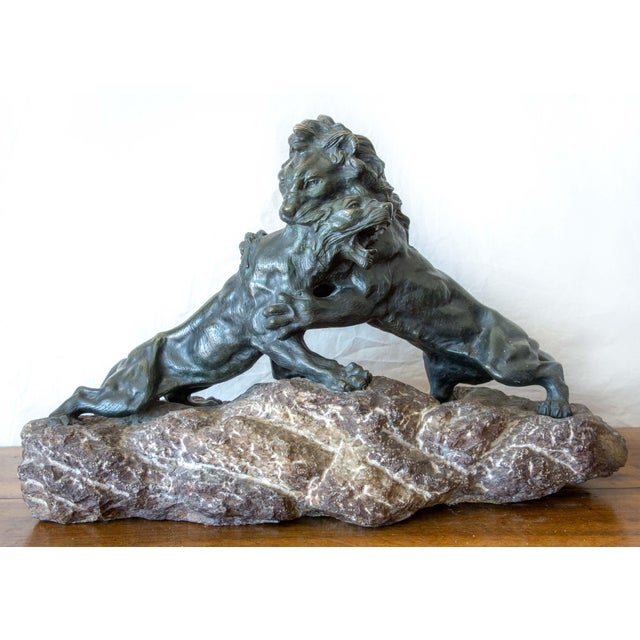 A.Fagotto, Couple of Lions, 20th century, Bronze For Sale - Image 6 of 6