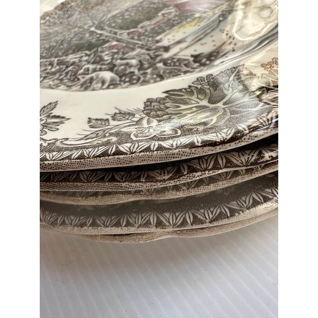 Vintage 1950s Johnson Bros England "The Ice House" 9.75" Diameter Dinner Plates - Set of 5 For Sale - Image 10 of 13