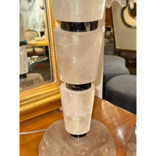 Early 21st Century Pair of French Polished Rock Crystal Lamps For Sale - Image 5 of 7