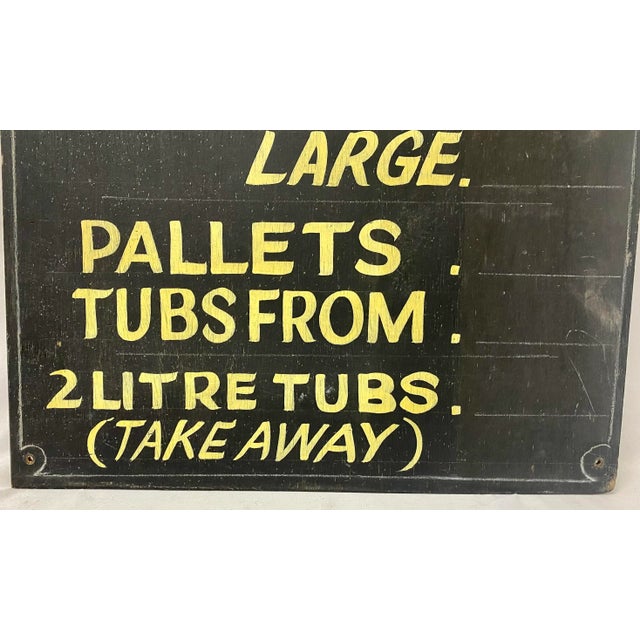 English Vintage Hand-Painted Homemade Ice Cream Advertising Sign From England For Sale - Image 3 of 9