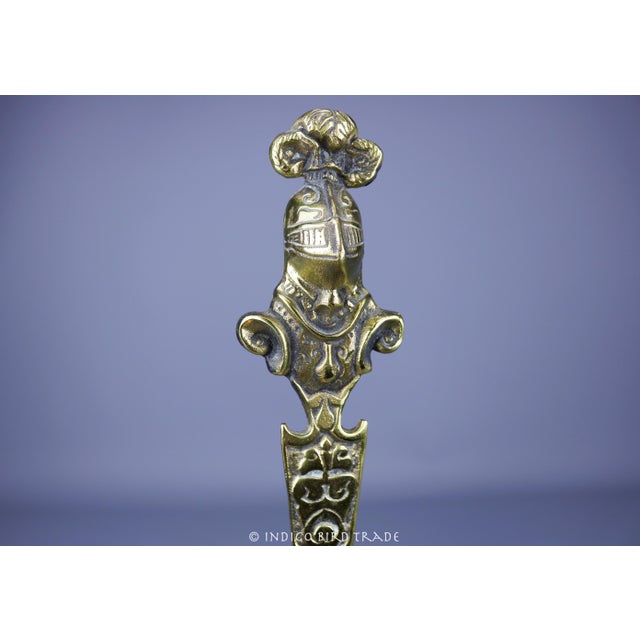 English English 19th Century Antique Brass Knight in Armor Dagger Letter Opener For Sale - Image 3 of 6