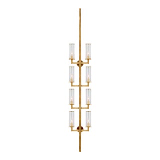 Kelly Wearstler for Visual Comfort Signature Liaison Statement Sconce in Antique-Burnished Brass with Clear Glass For Sale