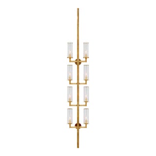 Kelly Wearstler for Visual Comfort Signature Liaison Statement Sconce in Antique-Burnished Brass with Clear Glass For Sale