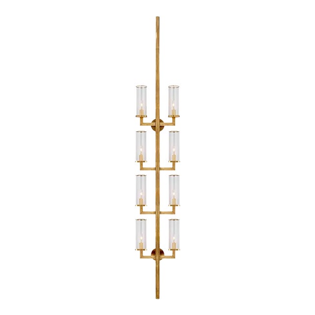 Kelly Wearstler for Visual Comfort Signature Liaison Statement Sconce in Antique-Burnished Brass with Clear Glass For Sale