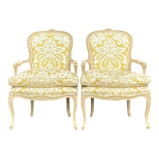 Vintage Regency Fleur De Lys Bergere Chairs - a Pair For Sale