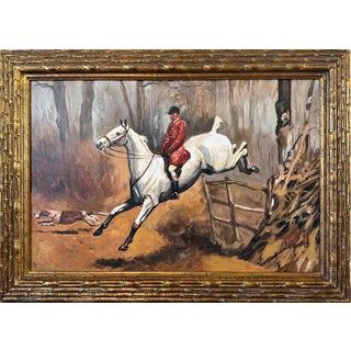 Large Fox Hunting Oil Painting Horse Rider Equestrian Scene English Sporting Art For Sale