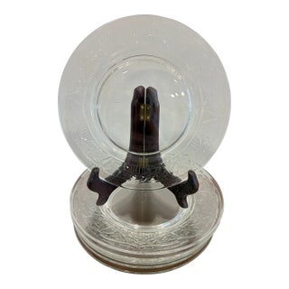 Vintage Pressed Glass Salad or Dessert Plates - Set of 7 For Sale