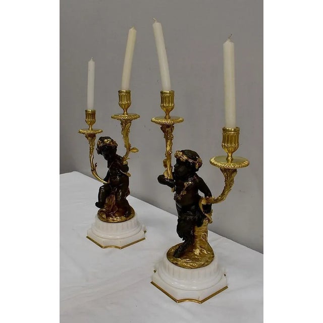 19th Century Bronze Candleholders, Set of 2 For Sale - Image 3 of 18