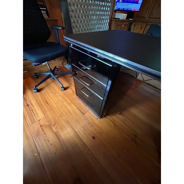 Black & Silver Art Deco Muller Chrysler Desk For Sale - Image 13 of 17