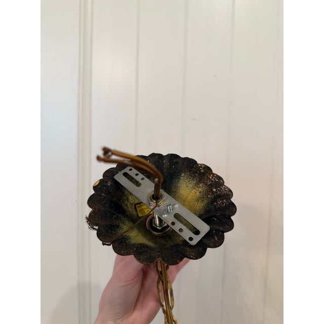 Brown Vintage Faux Bamboo Chinoiserie Chandelier With Bells & Tortoiseshell Finish - Underwriters’ Laboratories For Sale - Image 8 of 12