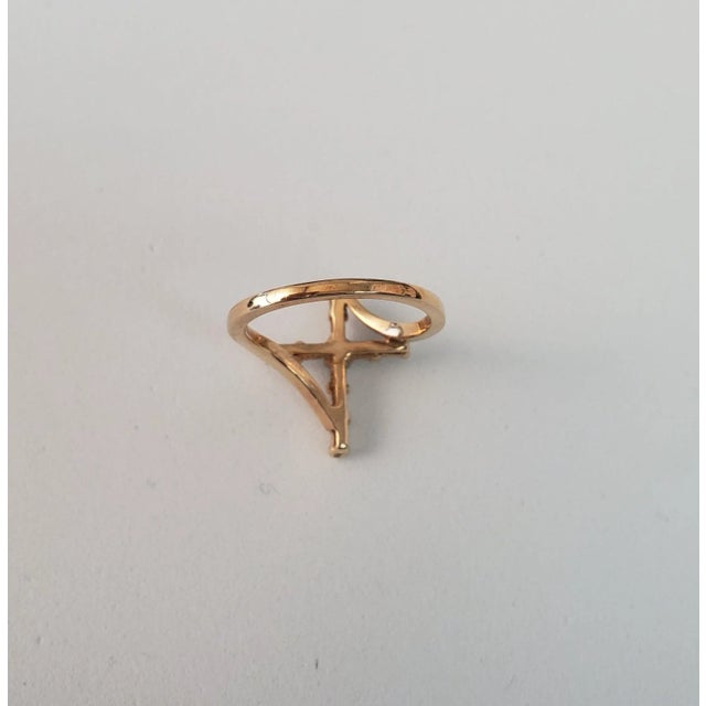 Contemporary Baguette Diamond Cross Ring .20cttw 14K Yellow Gold, Size 7.75 For Sale - Image 3 of 4