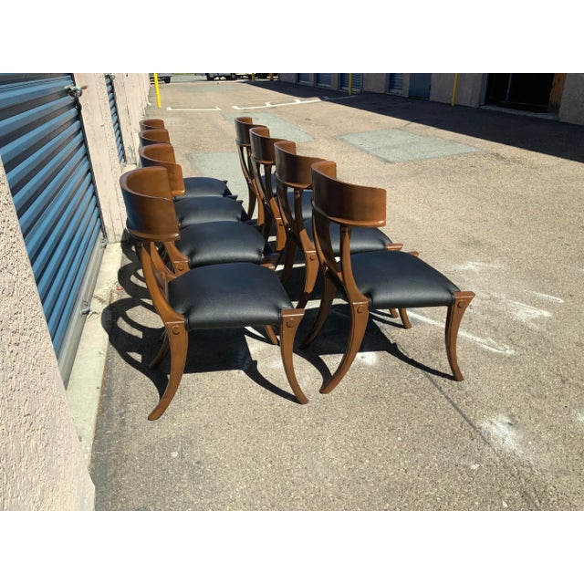 1980s Klismos Style Dining Chairs With Upholstered Seats- Set of 8 For Sale - Image 4 of 9
