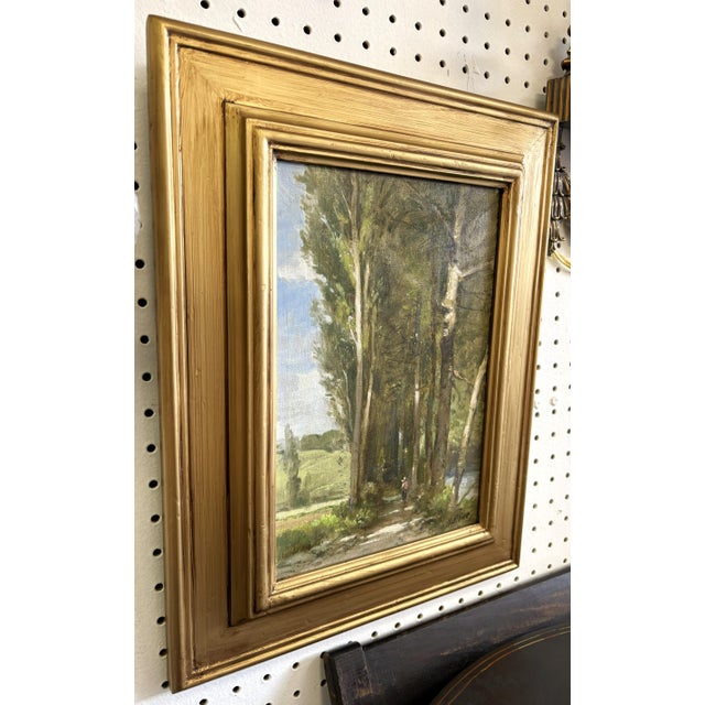 Robert Maione (American, 1932-1987) Original Signed and Framed Oil Painting on Canvas Titled 'Wooded Road by a River' C1976 For Sale - Image 14 of 18