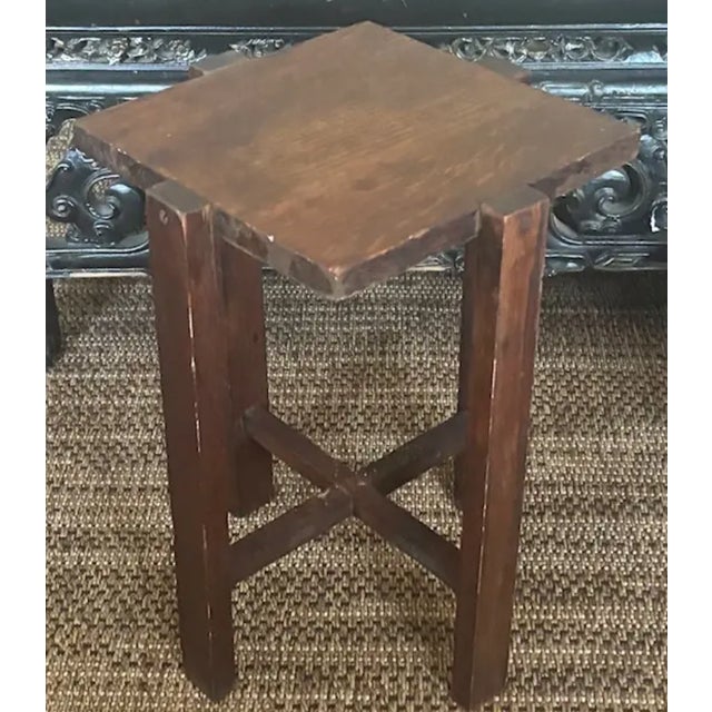 Antique Arts and Crafts 4 Legs Side Table, Plant Stand For Sale In New York - Image 6 of 10