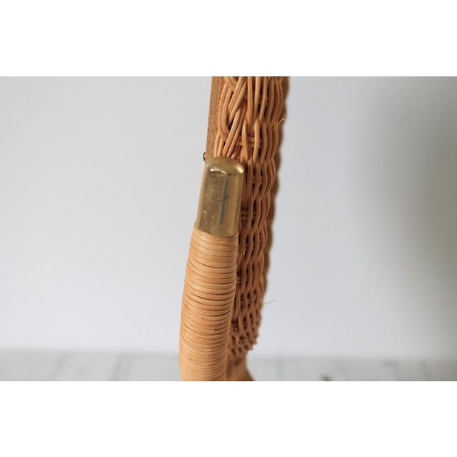 Wood Vintage Wicker Rattan Oval Vanity Mirror For Sale - Image 7 of 9