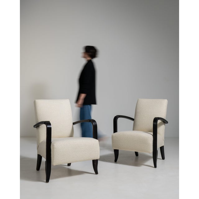 Pair of Art Deco Upholstered Armchairs, Antique, France, Circa 1940 For Sale - Image 11 of 12