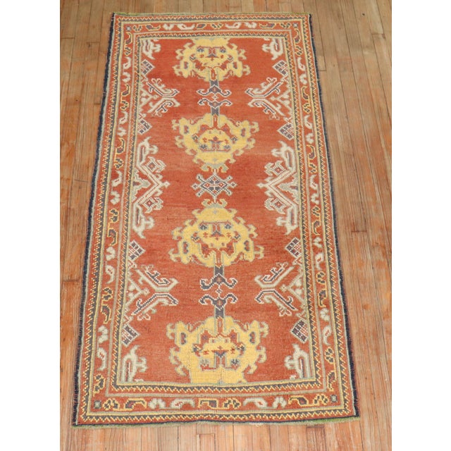 Early 20th Century Antique Zabihi Collection Oushak Small Runner - 3'1" x 6'4" For Sale - Image 5 of 9